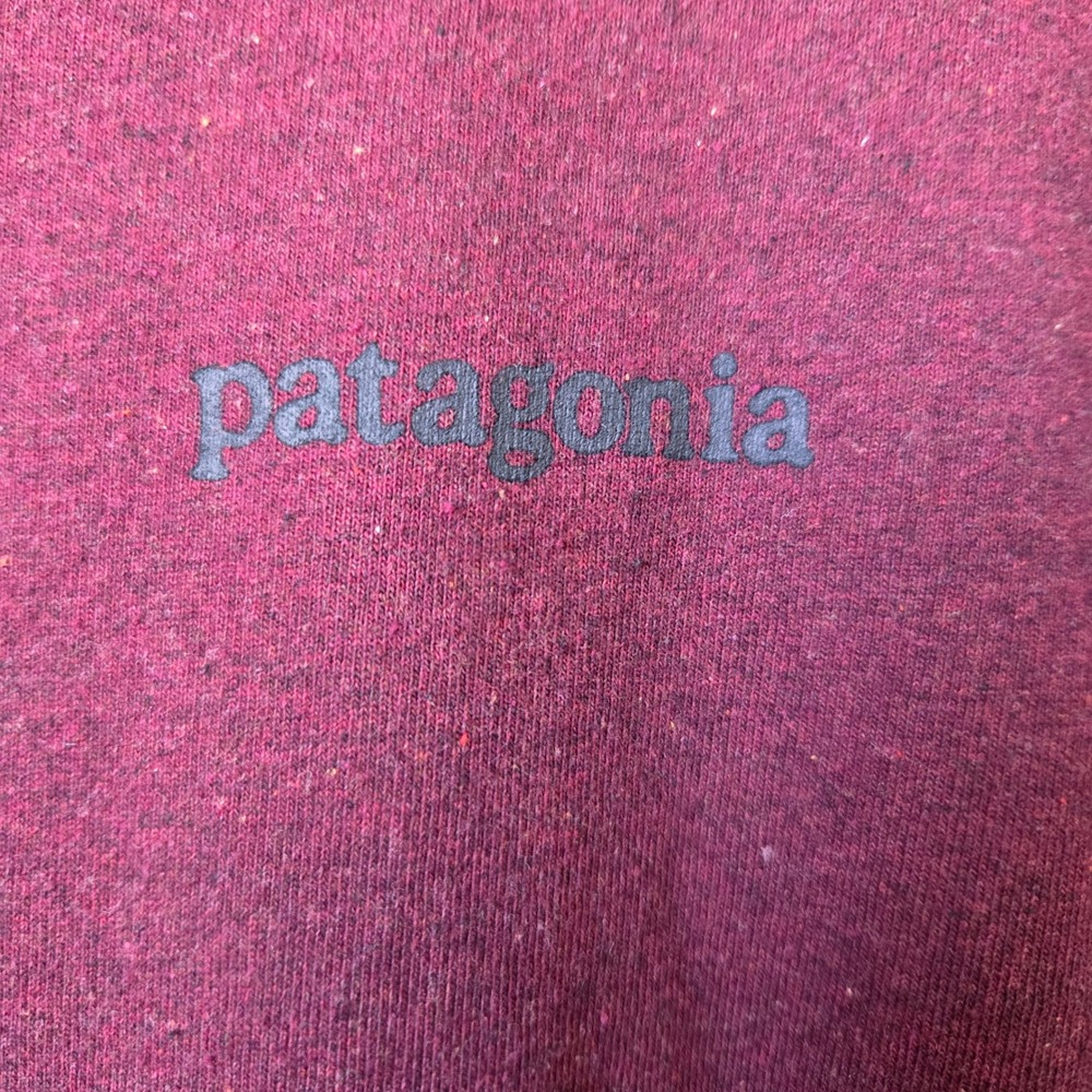 Patagonia Mens Responsibili-Tee Long Sleeve Shirt Burgundy Red Mountain Logo M - Picture 5 of 6